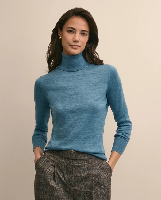 Ultimate Merino Wool Turtleneck Sweater - Blue Heather