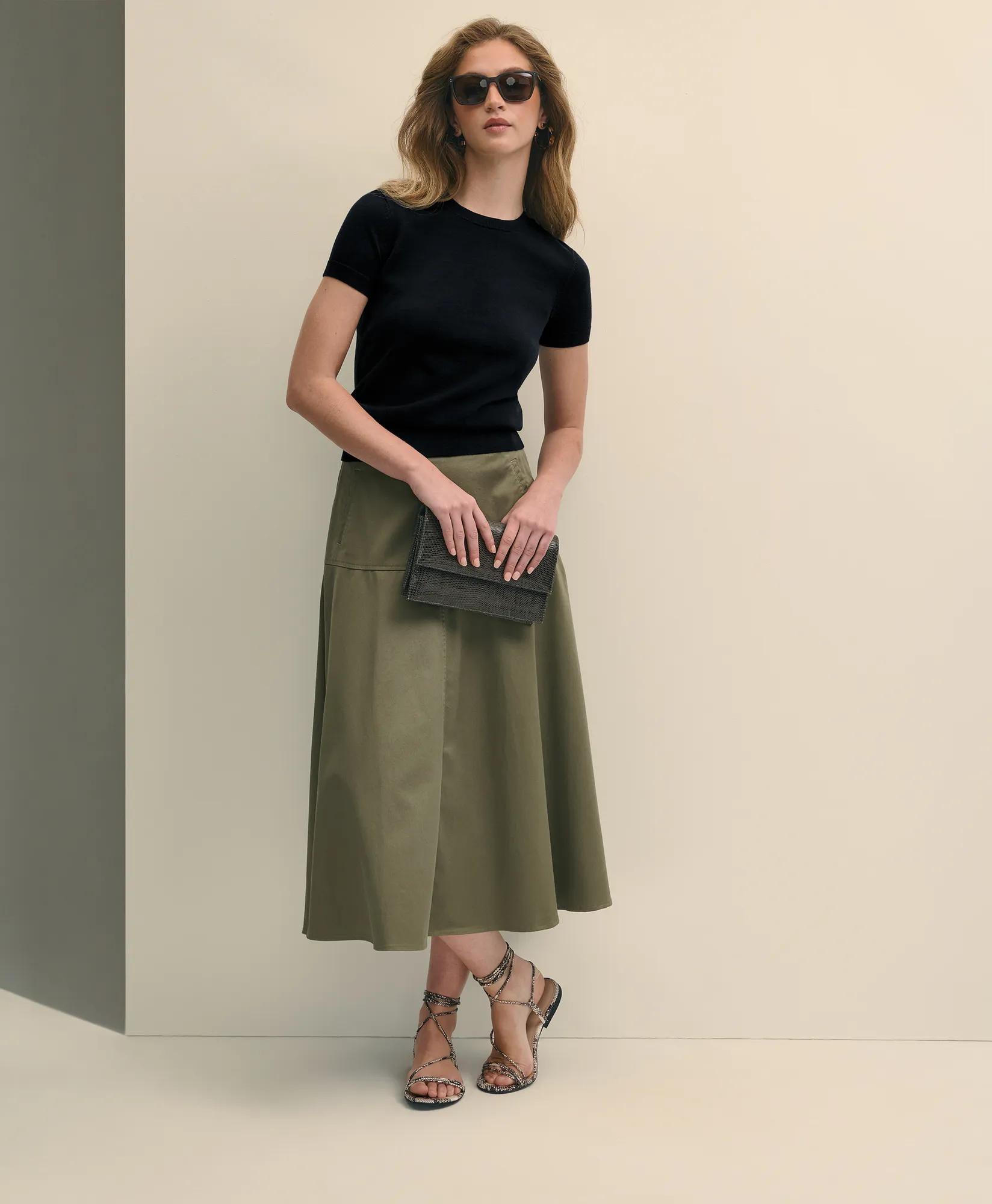 Supima Cotton Jersey Short-Sleeve Sweater