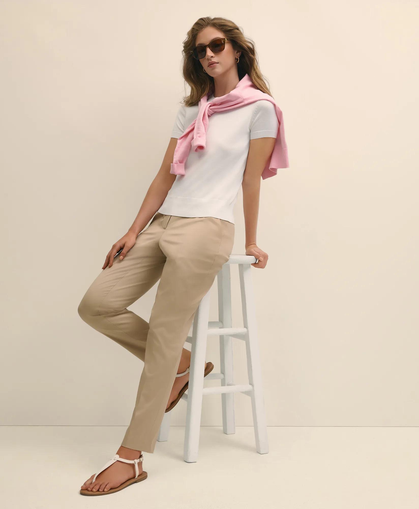 Supima Cotton Jersey Short-Sleeve Sweater