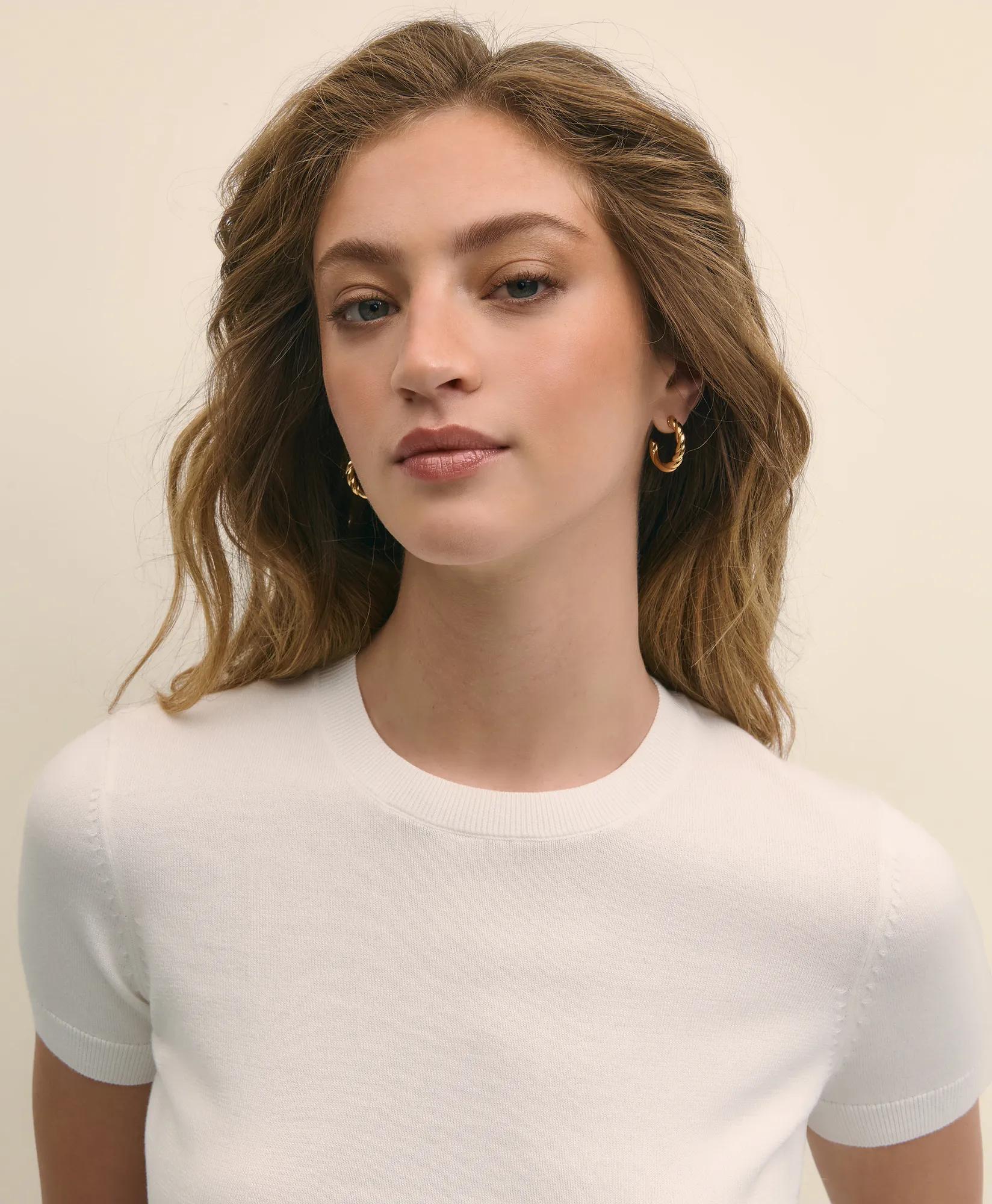 Supima Cotton Jersey Short-Sleeve Sweater