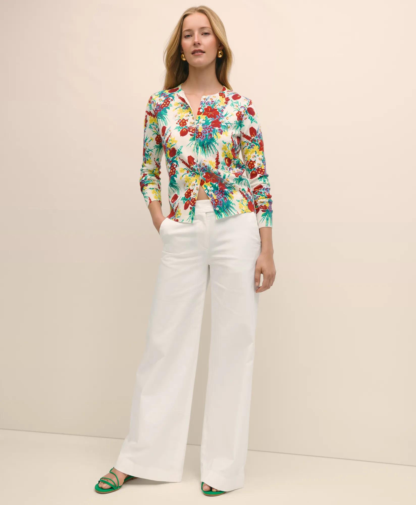 Floral Cardigan in Cotton Sweater