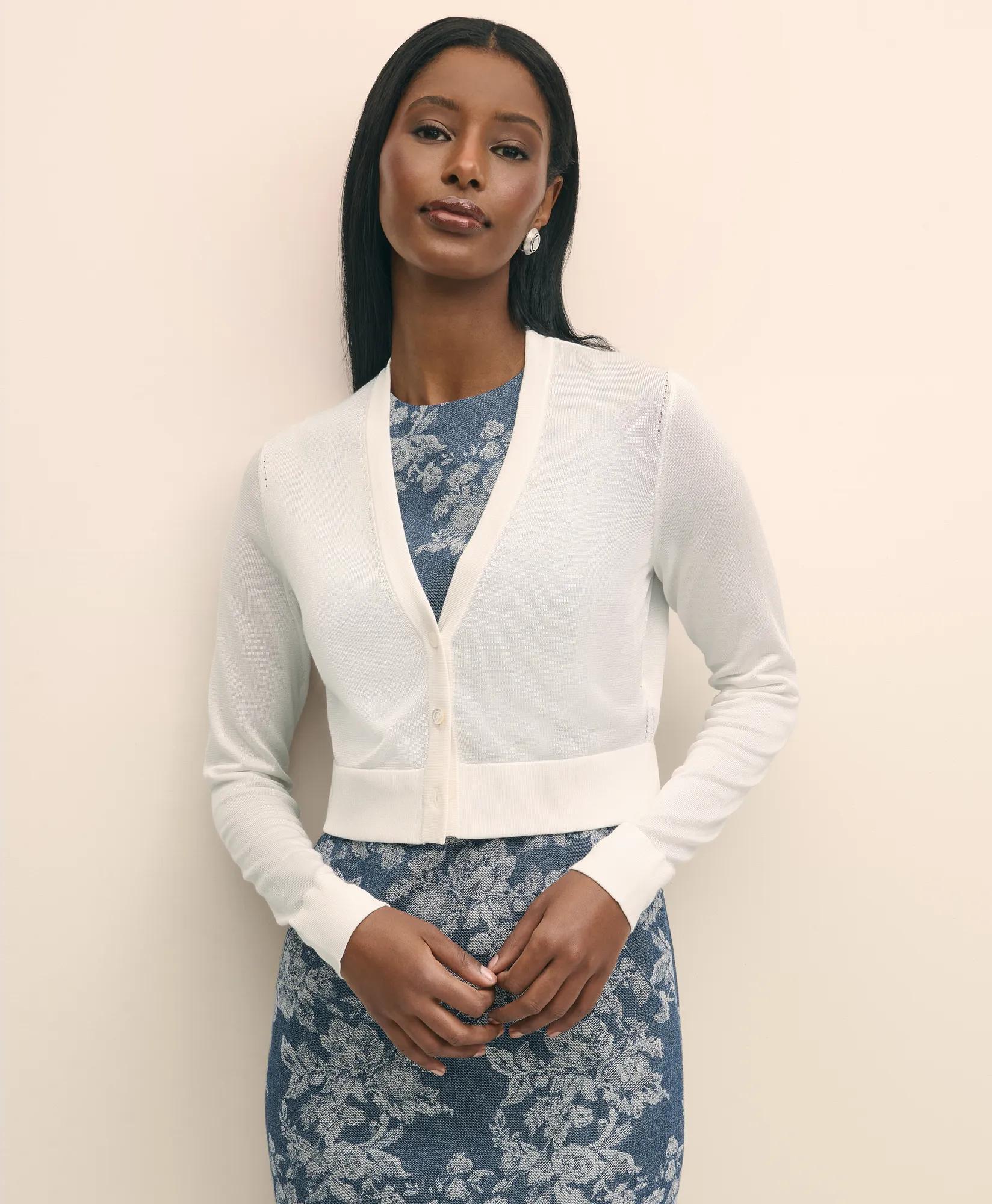 Cropped V-Neck Cardigan Sweater