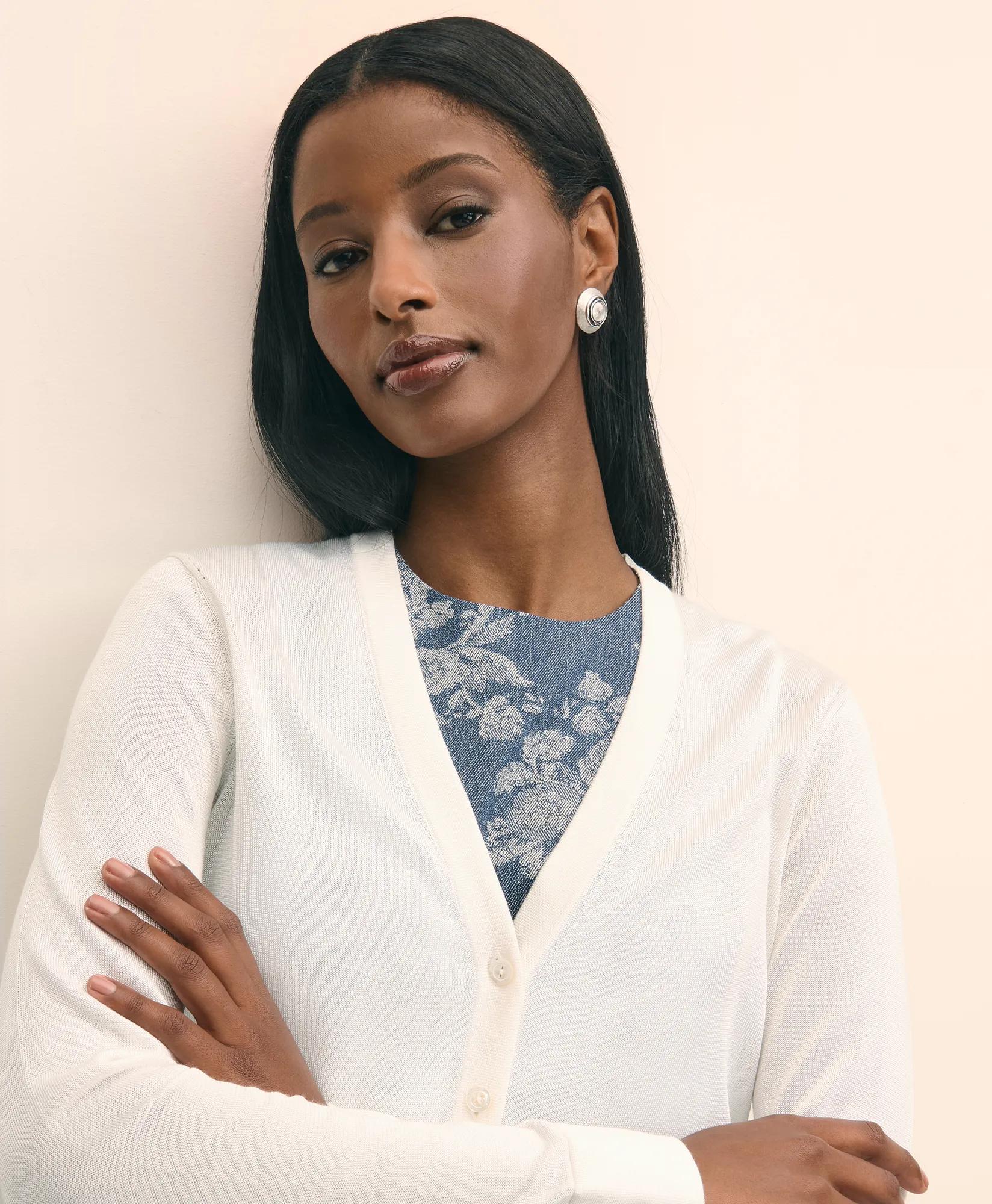 Cropped V-Neck Cardigan Sweater