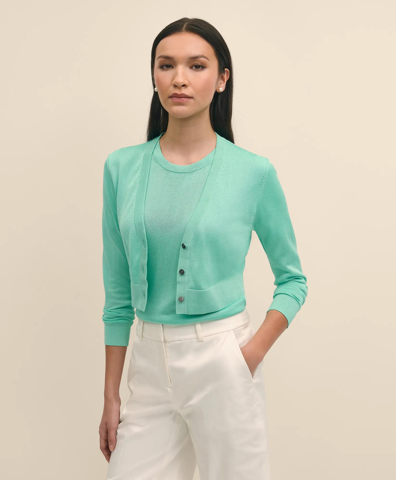 Cropped V-Neck Cardigan Sweater