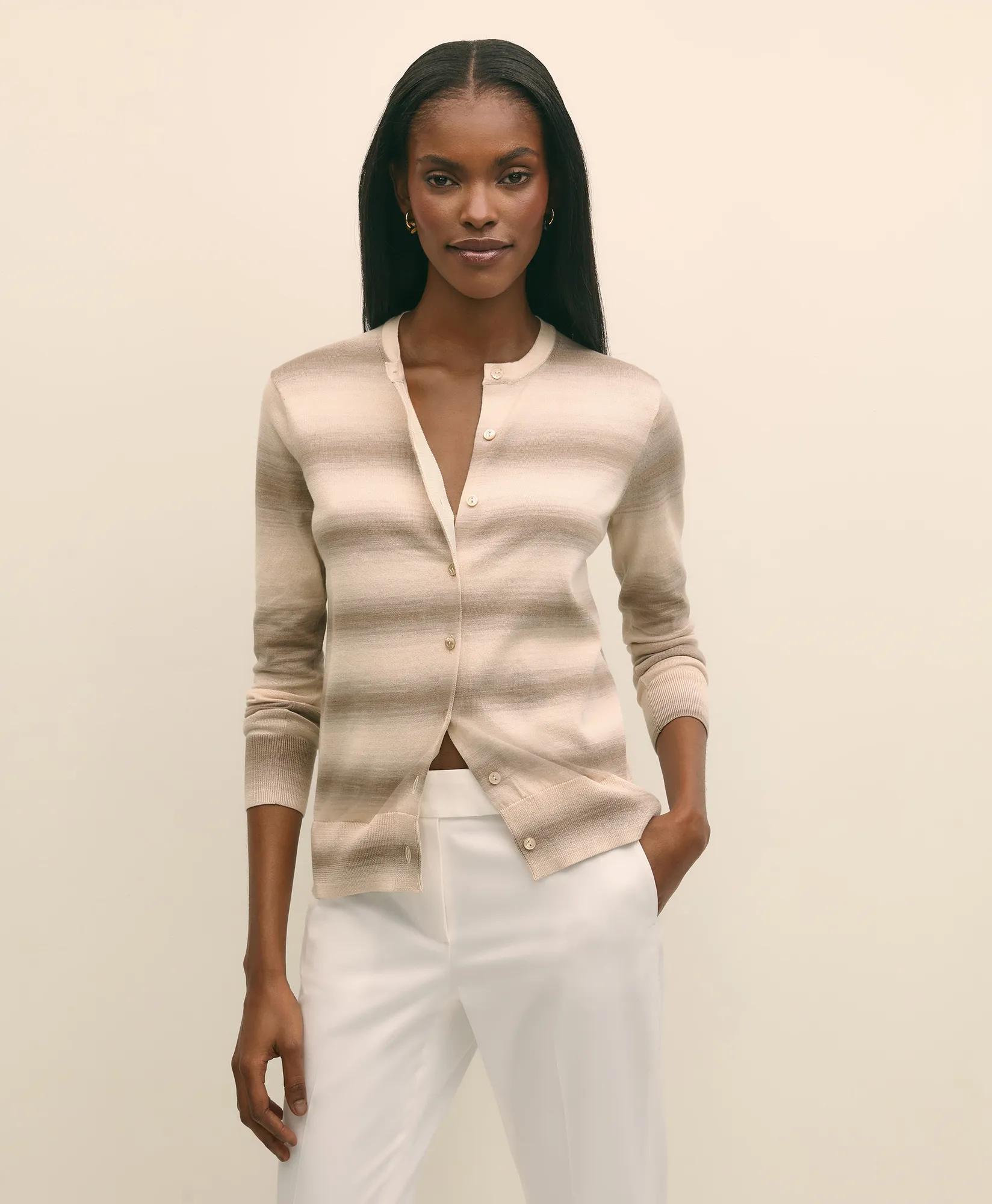 Egyptian Cotton Space-Dyed Cardigan Sweater