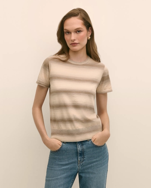 Egyptian Cotton Space-Dyed Short-Sleeve Shell Sweater