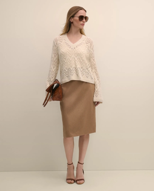 Alpaca-Wool Blend Pointelle Bell-Sleeve Sweater