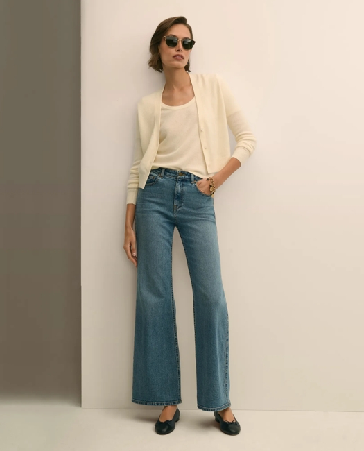 Wool-Cashmere Blend Cropped Cardigan Sweater