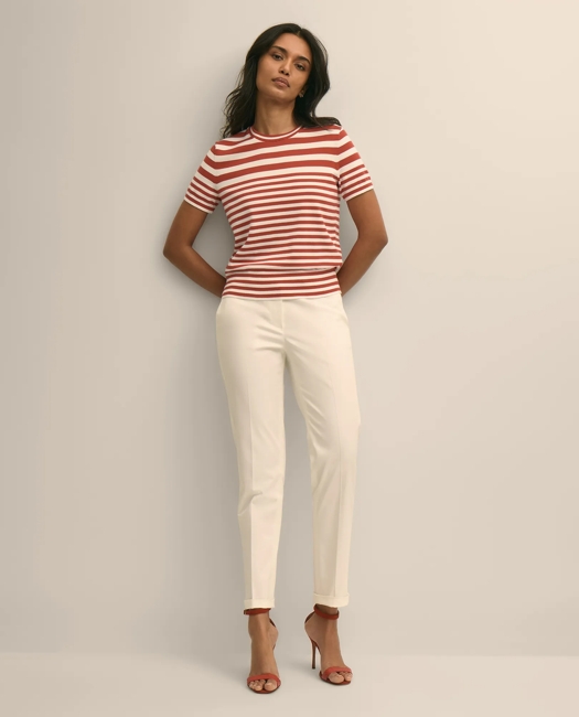 Supima Cotton Variegated Stripe Short-Sleeve Sweater Shell