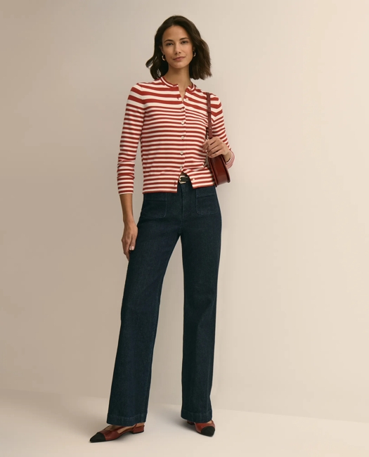 Supima Cotton Variegated Stripe Cardigan Sweater