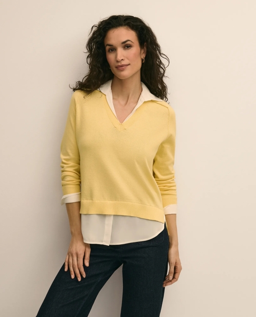 Supima Cotton Layered Sweater-Shirt
