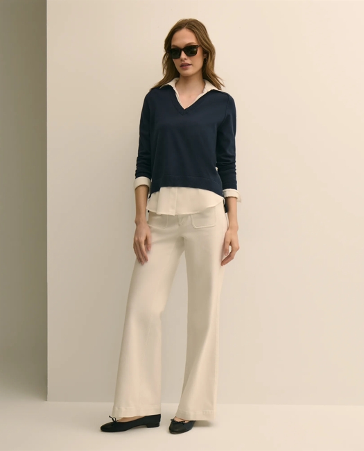 Supima Cotton Layered Sweater-Shirt