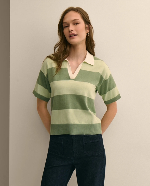 Supima Cotton Short-Sleeve Rugby Polo Sweater