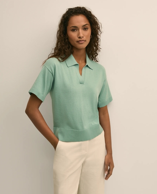 Supima Cotton Johnny Collar Pullover Sweater