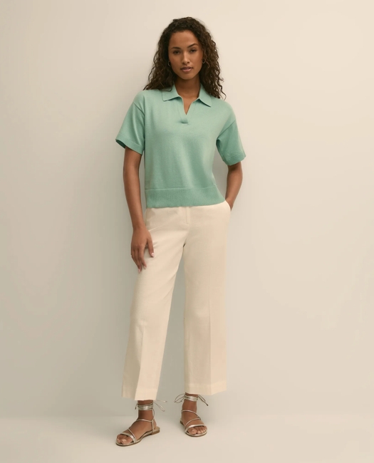 Supima Cotton Johnny Collar Pullover Sweater