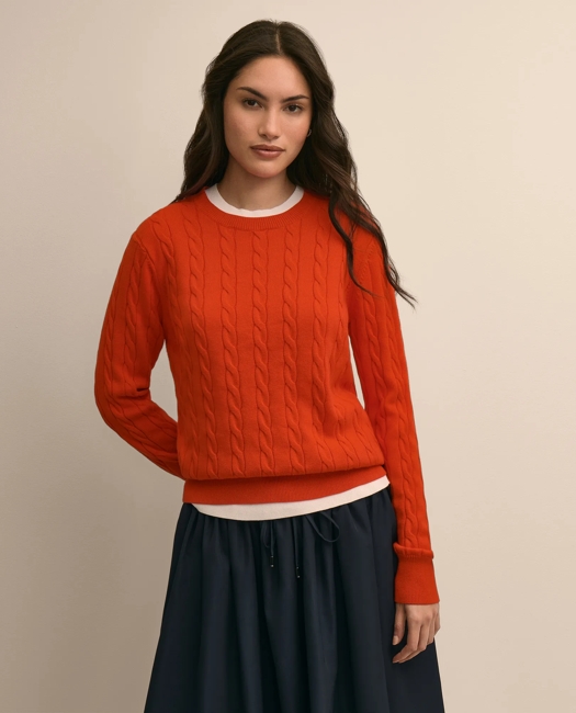 Supima Cotton Cable Crewneck Sweater