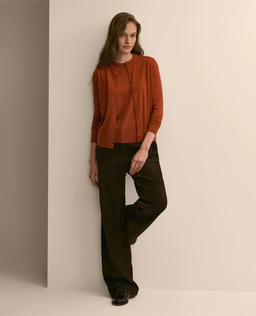 Ultimate Merino Wool Twinset Cardigan Sweater - Burnt Orange