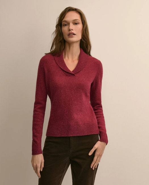 Wool Alpaca Cashmere Shawl-Collar Sweater