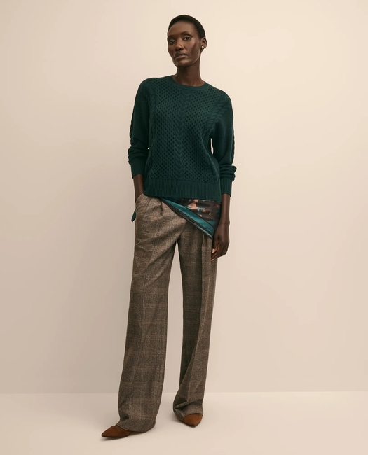 Merino Wool Blend Aran Sweater