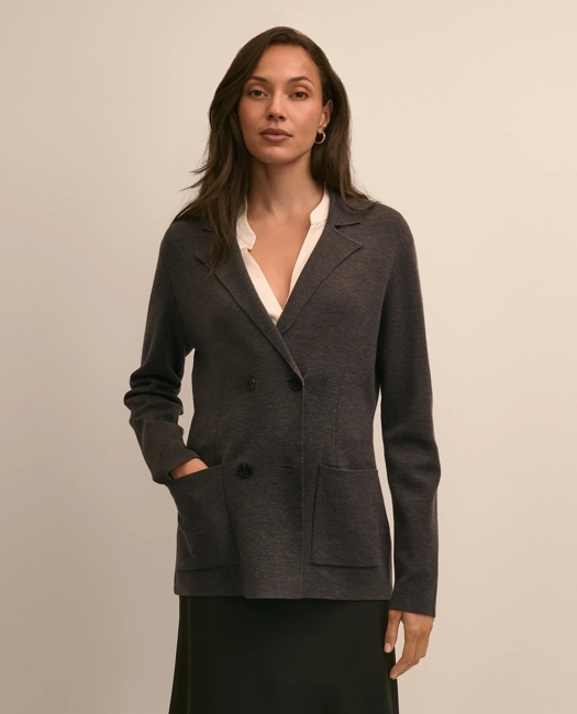 Merino Wool Double-Breasted Sweater Jacket