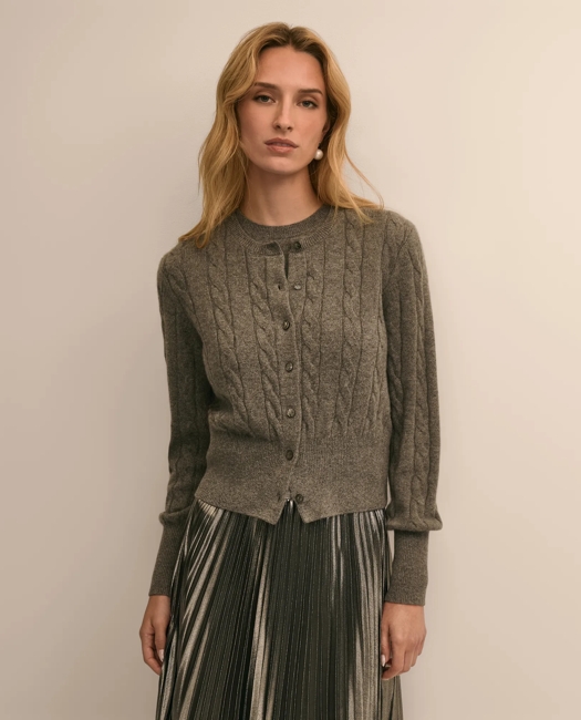 Cashmere Cable-Knit Cardigan Sweater