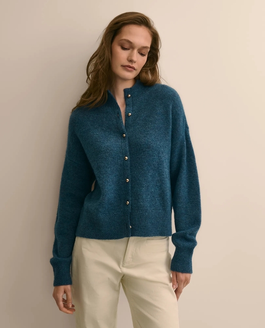 Alpaca-Wool Blend Cardigan Sweater