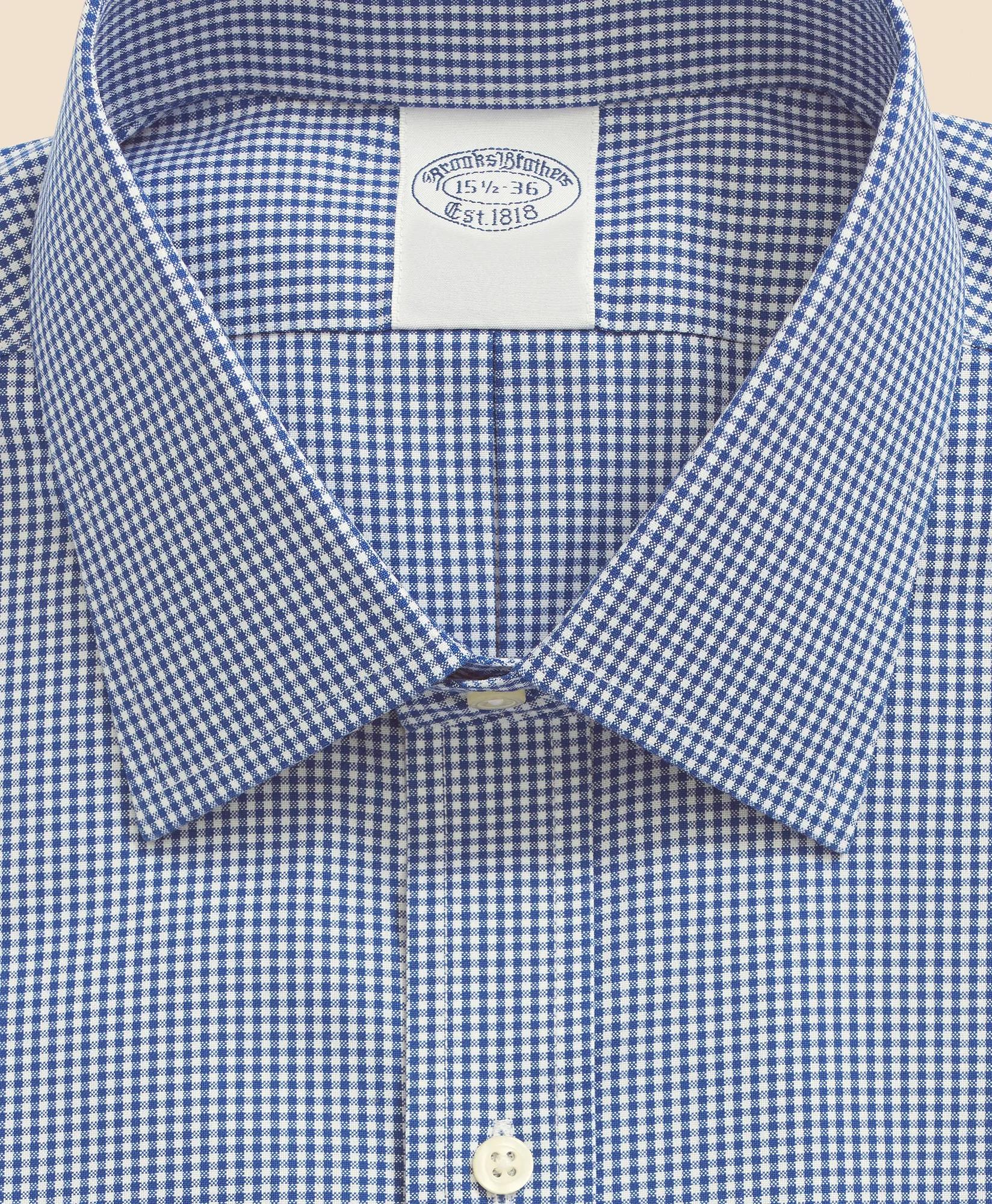 Big & Tall Stretch Supima Cotton Non-Iron Pinpoint Oxford Ainsley Collar, Gingham Dress Shirt