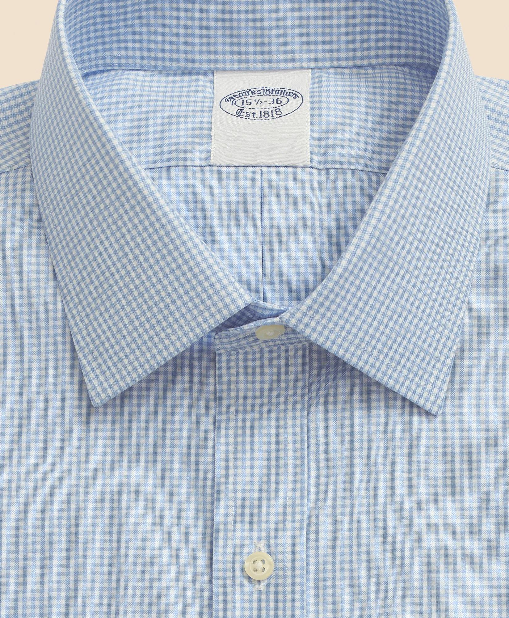 Big & Tall Stretch Supima Cotton Non-Iron Pinpoint Oxford Ainsley Collar, Gingham Dress Shirt