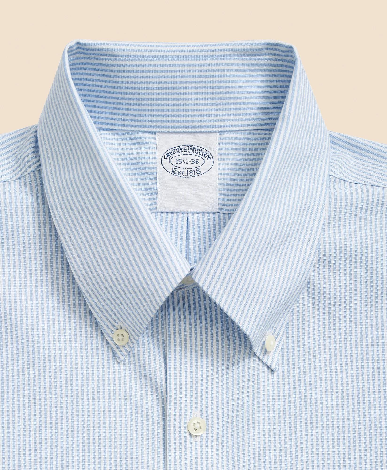 Big & Tall Stretch Supima Cotton Non-Iron Pinpoint Oxford Button-Down Collar, Candy Stripe Dress Shirt