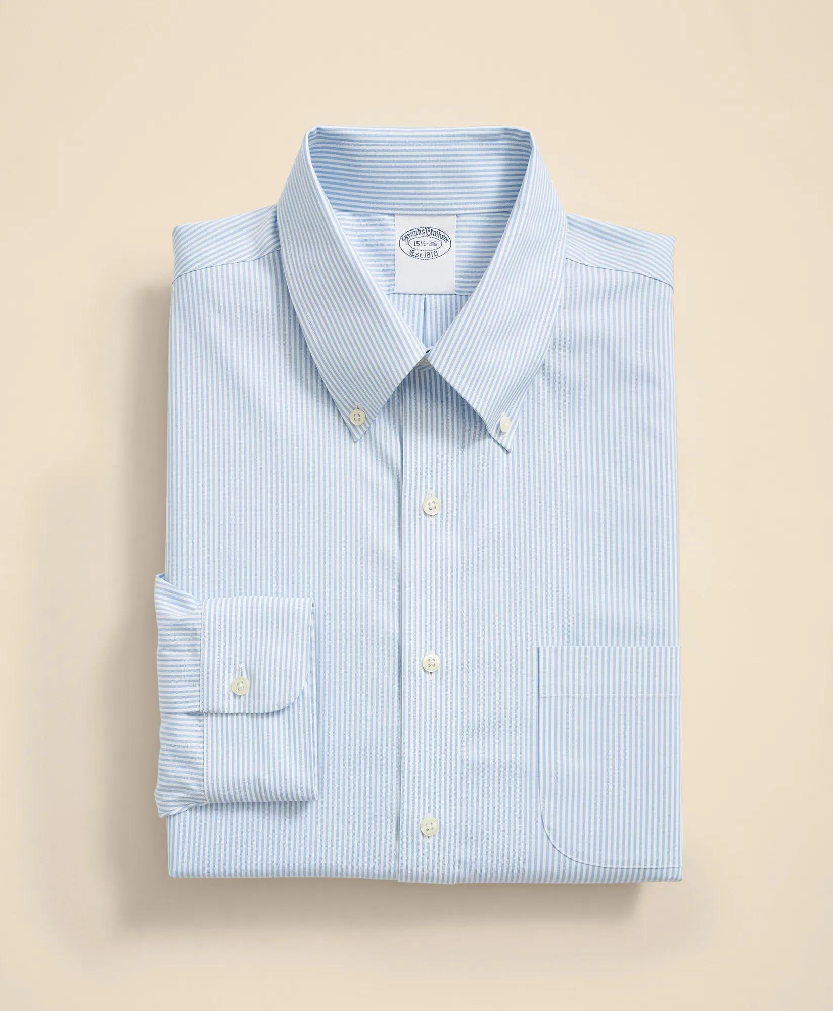 Big & Tall Stretch Supima Cotton Non-Iron Pinpoint Oxford Button-Down Collar, Candy Stripe Dress Shirt