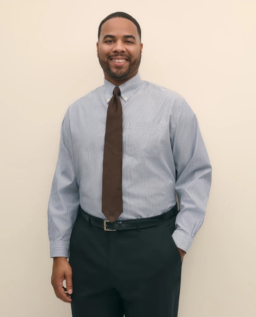 Big & Tall Stretch Supima Cotton Non-Iron Pinpoint Oxford Button-Down Collar, Candy Stripe Dress Shirt