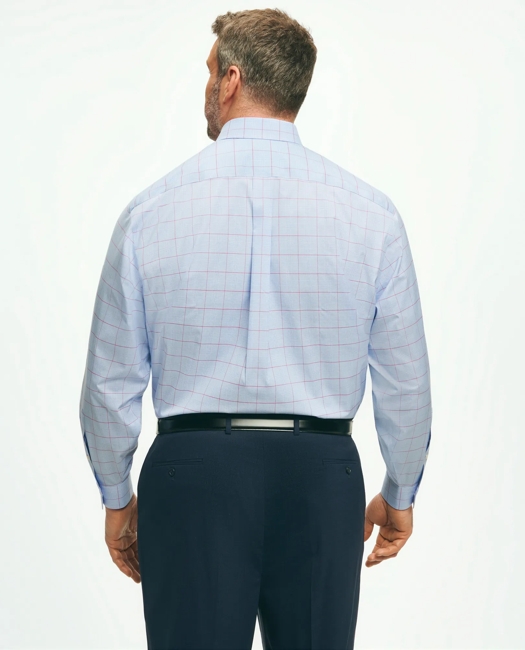 Stretch Big & Tall Supima Cotton Non-Iron Poplin English Spread Collar, Glen Plaid Dress Shirt
