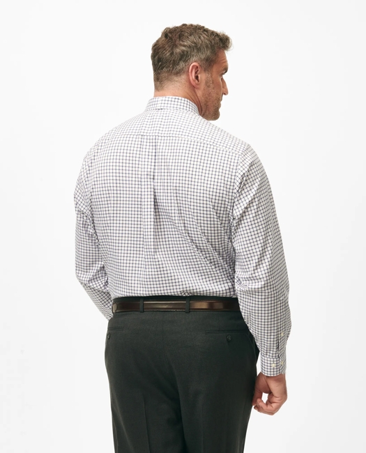 Big & Tall Stretch Supima Cotton Non-Iron Pinpoint Oxford Ainsley Collar, Ticking Check Dress Shirt