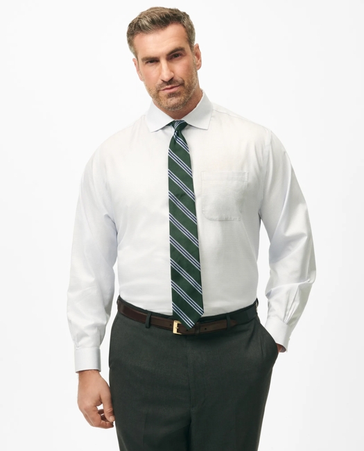 Big & Tall Stretch Supima Cotton Non-Iron English Spread Collar, Micro-Grid Dress Shirt