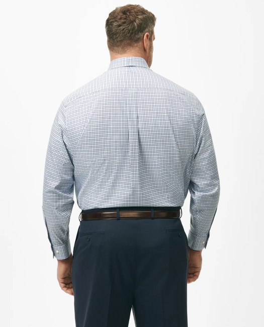 Stretch Supima Cotton Non-Iron Twill Polo Button Down Collar, Bold Check Dress Shirt