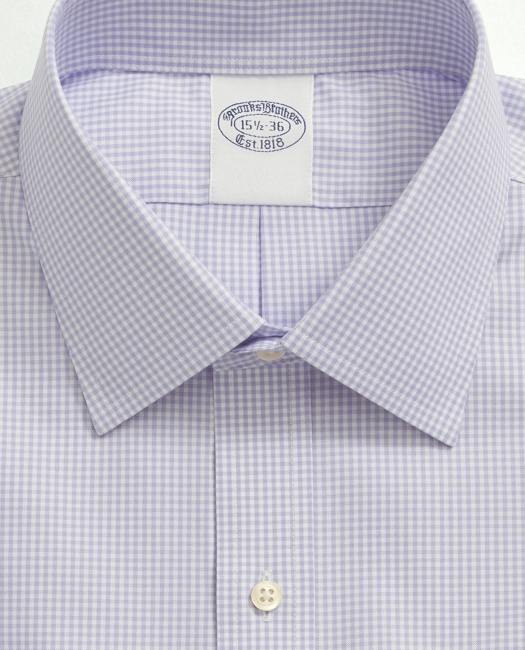 Big & Tall Stretch Supima Cotton Non-Iron Pinpoint Oxford Ainsley Collar, Gingham Dress Shirt