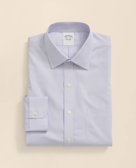 Big & Tall Stretch Supima Cotton Non-Iron Pinpoint Oxford Ainsley Collar, Gingham Dress Shirt
