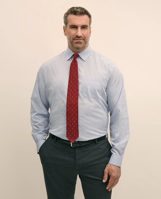 Big & Tall Stretch Cotton Broadcloth Non-Iron Ainsley Collar Glen Plaid, Dress Shirt