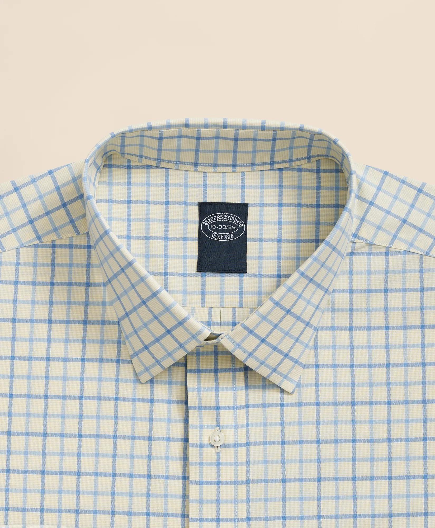 Big & Tall Stretch Supima Cotton Non-Iron Broadcloth Ainsley Collar, Checked Dress Shirt