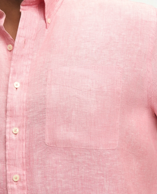 Big & Tall Sport Shirt, Short-Sleeve Irish Linen - Red