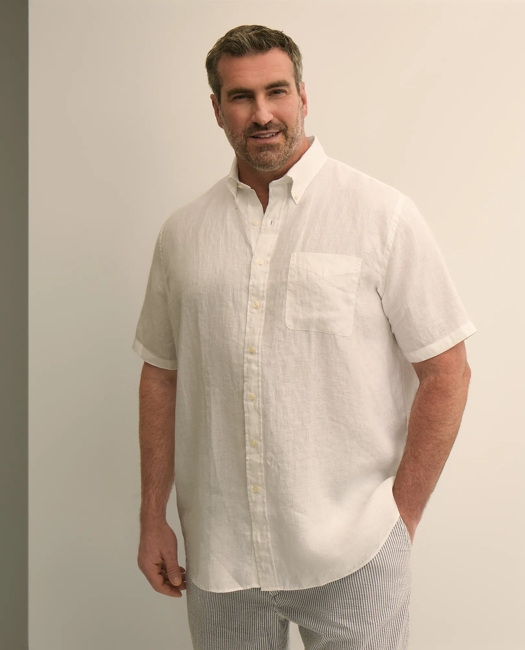 Big & Tall Sport Shirt, Short-Sleeve Irish Linen