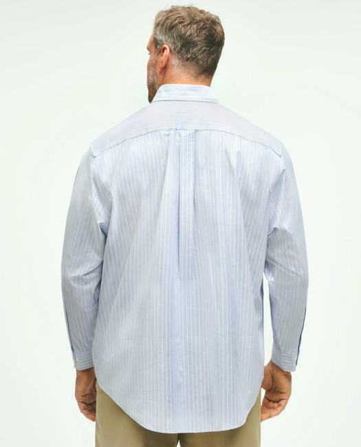 Big & Tall Stretch Cotton Non-Iron Oxford Polo Button-Down Collar, Outline Striped Shirt