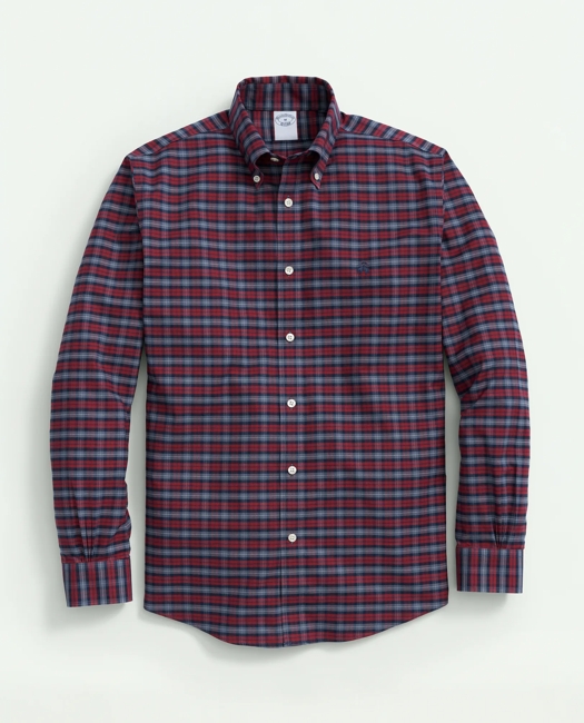 Big & Tall Stretch Cotton Non-Iron Oxford Polo Button-Down Collar, Tartan Shirt