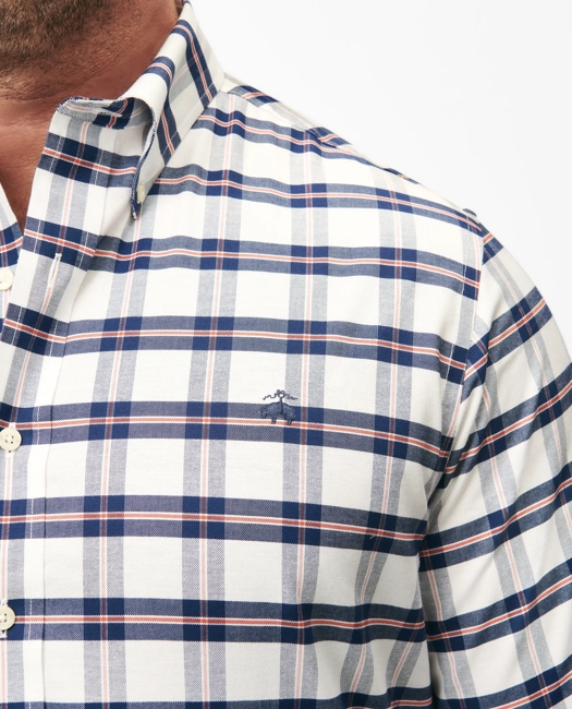 Big & Tall Stretch Cotton Non-Iron Oxford Polo Button Down Collar, Bold Check Shirt