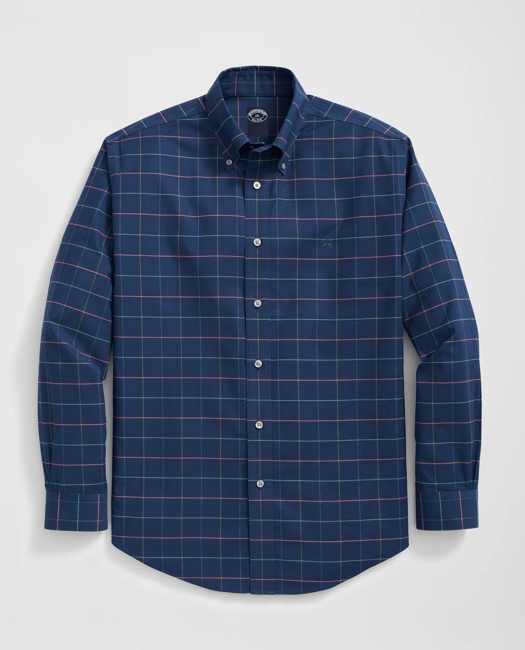 Big & Tall Stretch Cotton Non-Iron Oxford Multi Windowpane Shirt