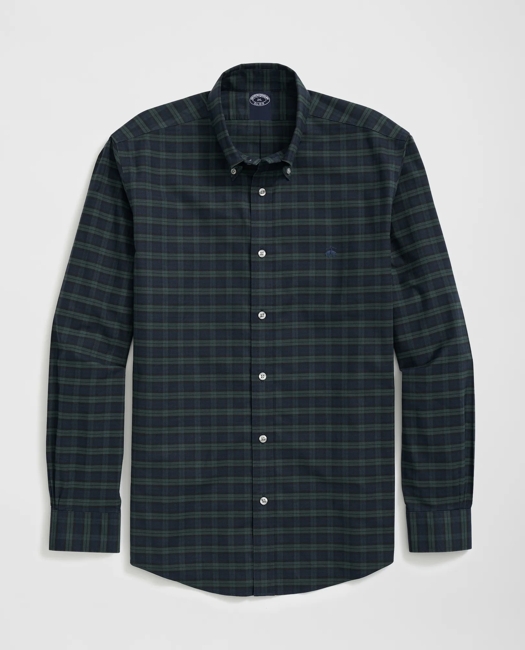 Big & Tall Stretch Cotton Non-Iron Oxford Polo Button Down Collar, Black Watch Shirt