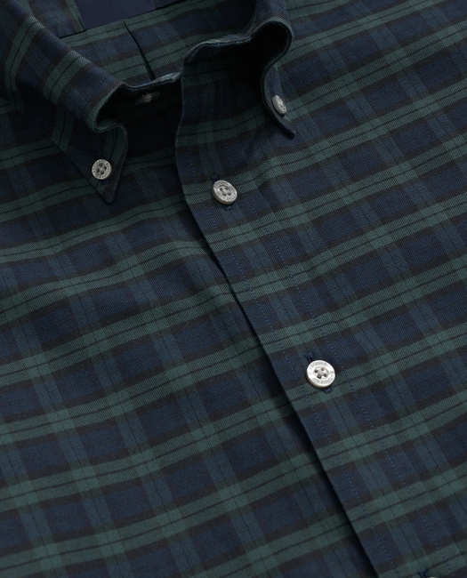 Big & Tall Stretch Cotton Non-Iron Oxford Polo Button Down Collar, Black Watch Shirt
