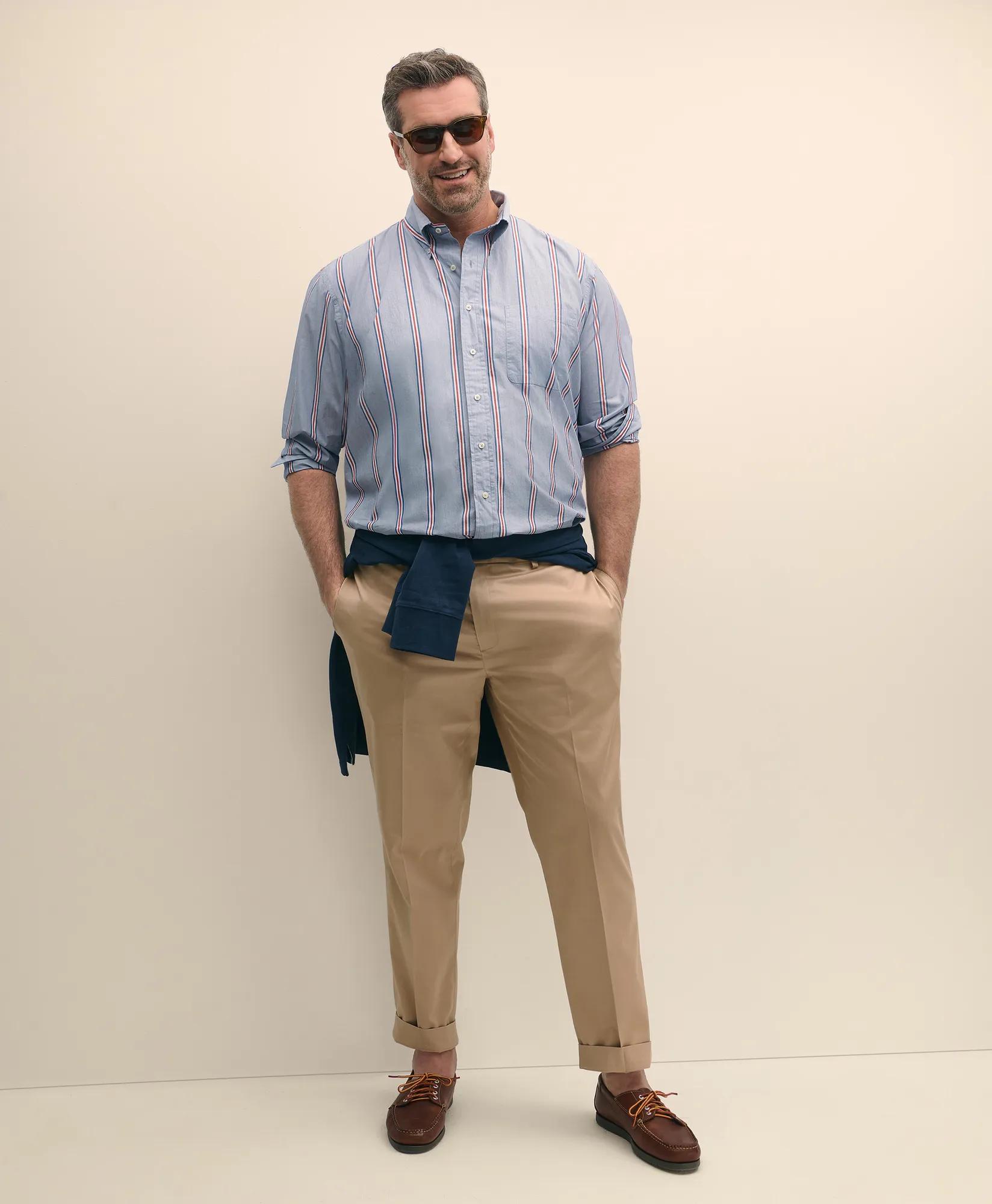 Big & Tall Friday Shirt, Poplin Ribbon Stripe
