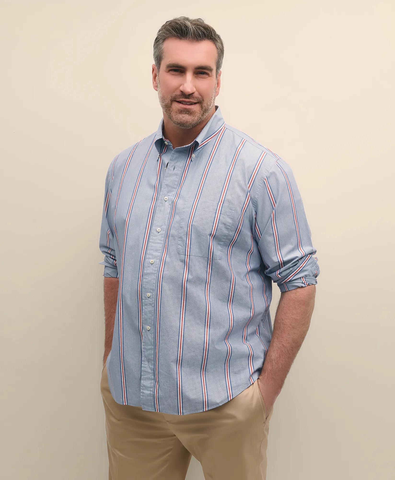 Big & Tall Friday Shirt, Poplin Ribbon Stripe