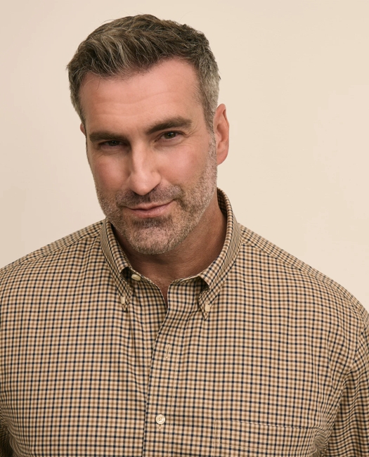 Big & Tall Cotton Non-Iron Twill Button Down Collar Plaid Sport Shirt